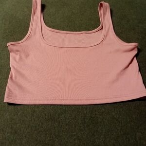 Pink Ribbed Crop Top